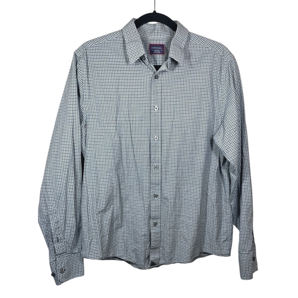 UNTUCKit Shirt Mens Size Medium Tan Plaid Long Sleeve‎ Button Up Frizzante Adult